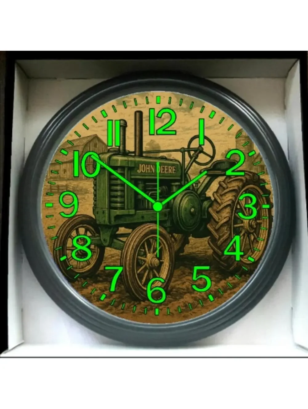 John Deere Faith Family And Farming Glow In The Dark Wall Clock New!